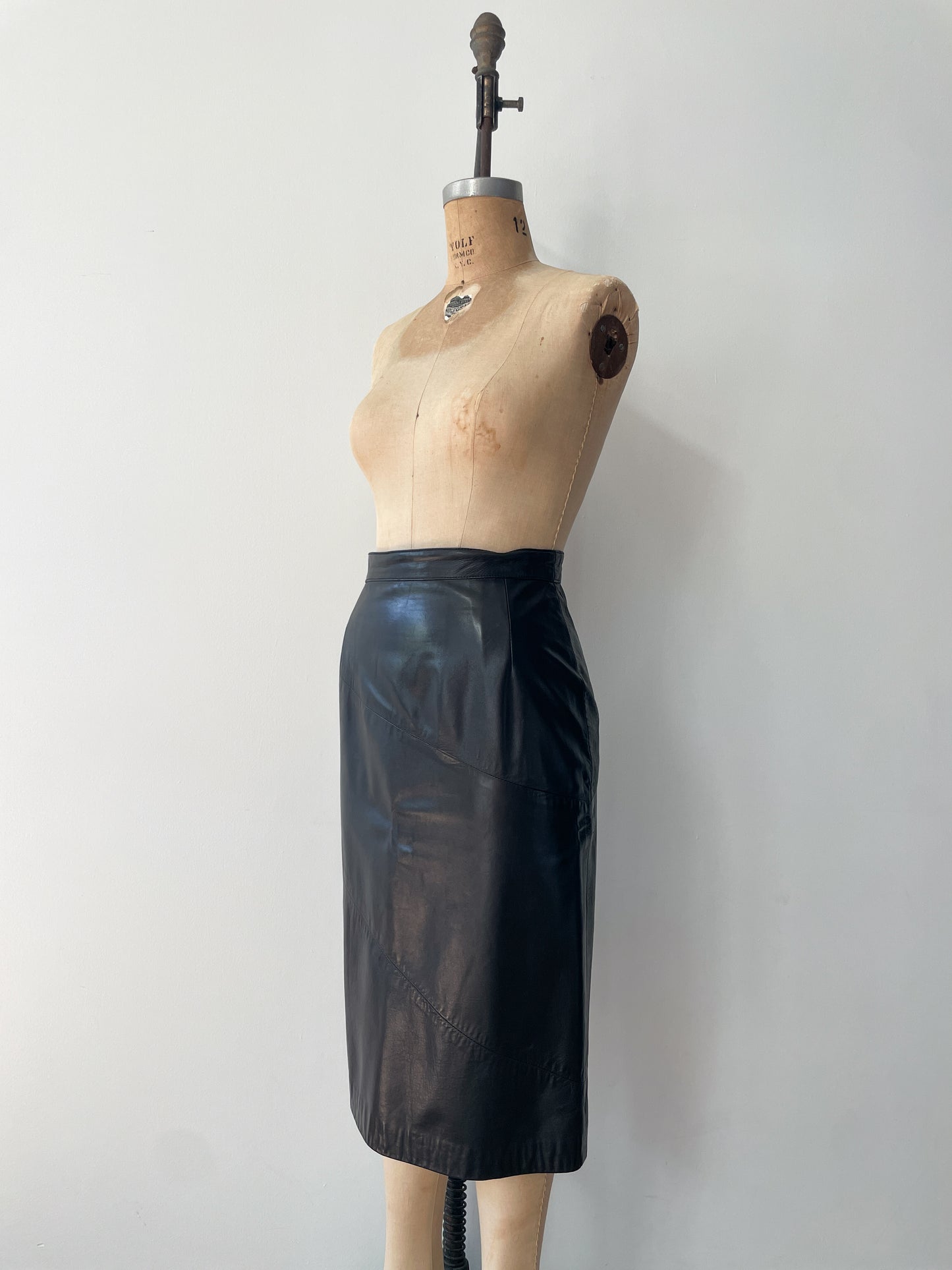 1980s Vintage Soft Black Leather Skirt
