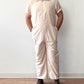 1970s Vintage Ivory Tiny Pin Stripe Wide Leg Zip Jumpsuit