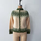 1960s Vintage Paul Mage for Saks Fifth Ave Green Fair Isle Cardigan Sweater