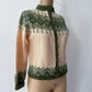 1960s Vintage Paul Mage for Saks Fifth Ave Green Fair Isle Cardigan Sweater