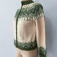 1960s Vintage Paul Mage for Saks Fifth Ave Green Fair Isle Cardigan Sweater