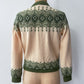 1960s Vintage Paul Mage for Saks Fifth Ave Green Fair Isle Cardigan Sweater