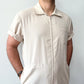 1970s Vintage Ivory Tiny Pin Stripe Wide Leg Zip Jumpsuit