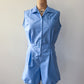 1960s Vintage Sky Blue Cotton Blend Snap Front Gym Uniform Romper