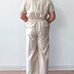 1970s Vintage Ivory Tiny Pin Stripe Wide Leg Zip Jumpsuit
