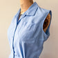 1960s Vintage Sky Blue Cotton Blend Snap Front Gym Uniform Romper
