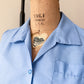 1960s Vintage Sky Blue Cotton Blend Snap Front Gym Uniform Romper