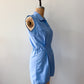 1960s Vintage Sky Blue Cotton Blend Snap Front Gym Uniform Romper