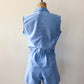 1960s Vintage Sky Blue Cotton Blend Snap Front Gym Uniform Romper