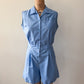 1960s Vintage Sky Blue Cotton Blend Snap Front Gym Uniform Romper