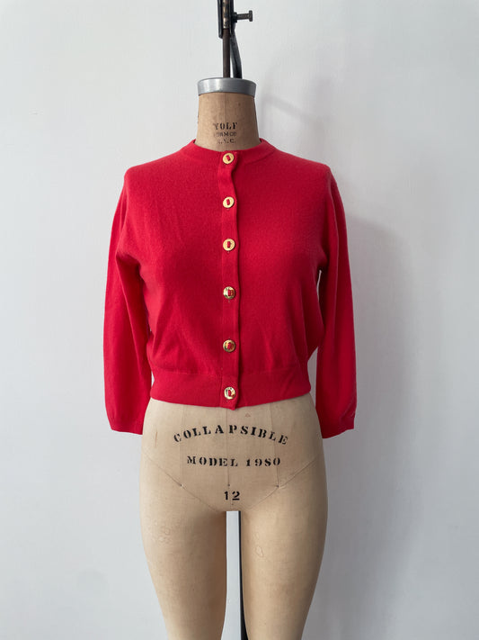 1950s Vintage Ballantyne for Lord & Taylor 100% Bright Pink Pure Cashmere Cardigan Sweater