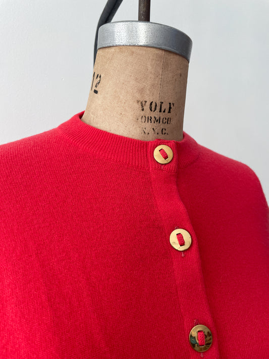 1950s Vintage Ballantyne for Lord & Taylor 100% Bright Pink Pure Cashmere Cardigan Sweater