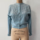 1950s Vintage Pringle of Scotland Pure 100% Cashmere Ice Blue Heavily Beaded Sweater