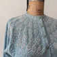 1950s Vintage Pringle of Scotland Pure 100% Cashmere Ice Blue Heavily Beaded Sweater