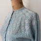 1950s Vintage Pringle of Scotland Pure 100% Cashmere Ice Blue Heavily Beaded Sweater