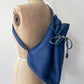 1990s Vintage KENZO Blue Leather Cinch Bucket Bag Crossbody Purse