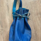 1990s Vintage KENZO Blue Leather Cinch Bucket Bag Crossbody Purse