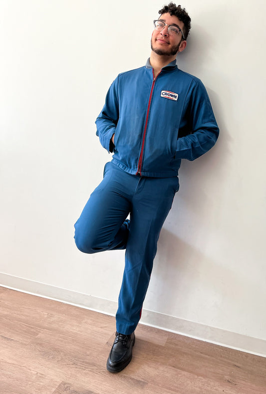 1950s Vintage Crown Gas Station Attendant Jacket and Pants 2 Piece Set