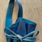 1990s Vintage KENZO Blue Leather Cinch Bucket Bag Crossbody Purse
