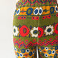 1960s Vintage Barkcloth Psychedelic Floral Zig Zag Bellbottom Pants