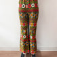 1960s Vintage Barkcloth Psychedelic Floral Zig Zag Bellbottom Pants
