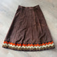 1970s Vintage Brown Suede Patchwork A-line Skirt by Ms. Today
