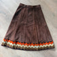 1970s Vintage Brown Suede Patchwork A-line Skirt by Ms. Today