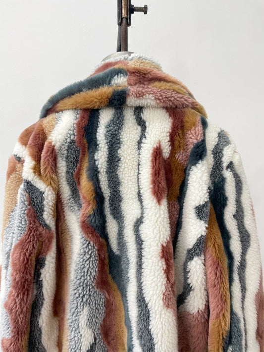 2000s Y2K Vintage Johnny Was Ziggy Faux Fur Multicolor Coat NWT