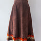 1970s Vintage Brown Suede Patchwork A-line Skirt by Ms. Today