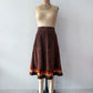 1970s Vintage Brown Suede Patchwork A-line Skirt by Ms. Today