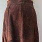 1970s Vintage Brown Suede Patchwork A-line Skirt by Ms. Today