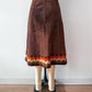 1970s Vintage Brown Suede Patchwork A-line Skirt by Ms. Today