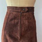 1970s Vintage Brown Suede Patchwork A-line Skirt by Ms. Today