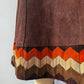 1970s Vintage Brown Suede Patchwork A-line Skirt by Ms. Today