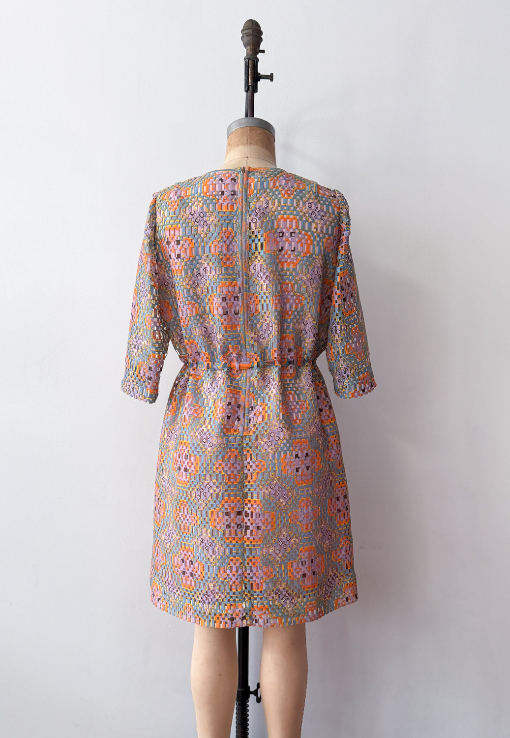 1960s Vintage "Deutsch Uptown" Wild Mod Pastel Ribbon Cut-Out Dress