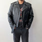 1980s Vintage Black Leather Quilted Motorcycle Jacket by Sea Dream