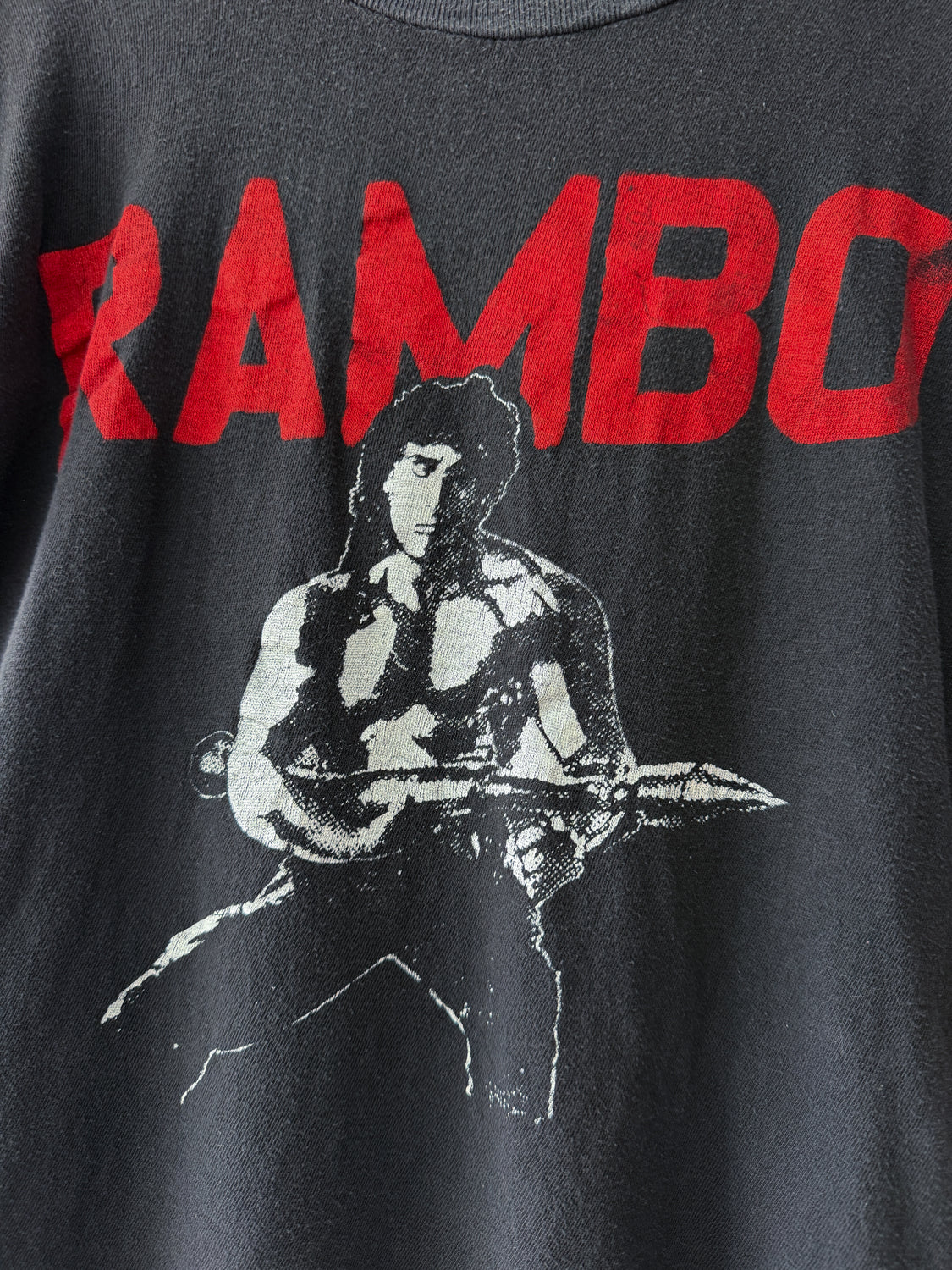 1980s Vintage Rambo Sylvester Stallone Muscle Sleeveless Bootleg Tee Shirt