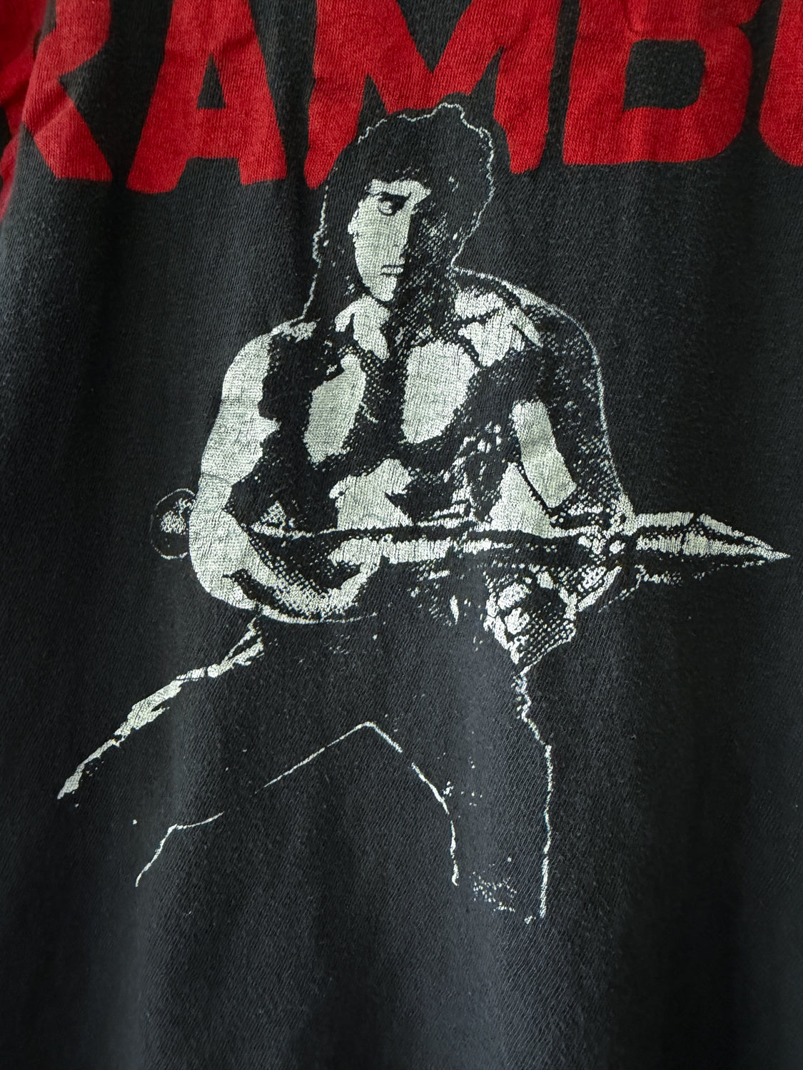1980s Vintage Rambo Sylvester Stallone Muscle Sleeveless Bootleg Tee Shirt