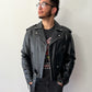 1980s Vintage Black Leather Quilted Motorcycle Jacket by Sea Dream