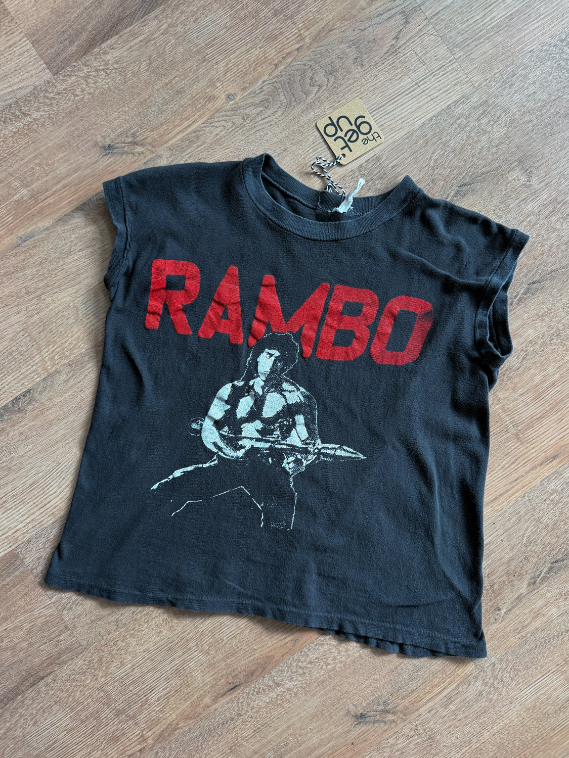 1980s Vintage Rambo Sylvester Stallone Muscle Sleeveless Bootleg Tee Shirt