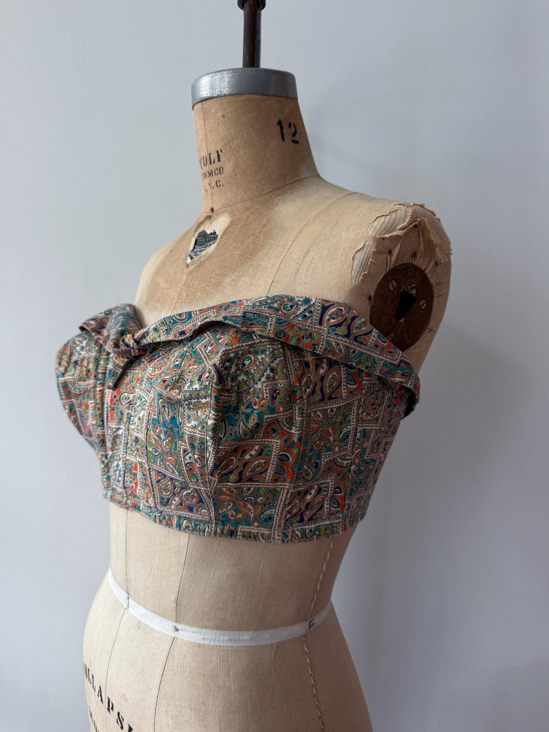 1950s Vintage Paisley Crop Bustier - "A Goddess Bra"