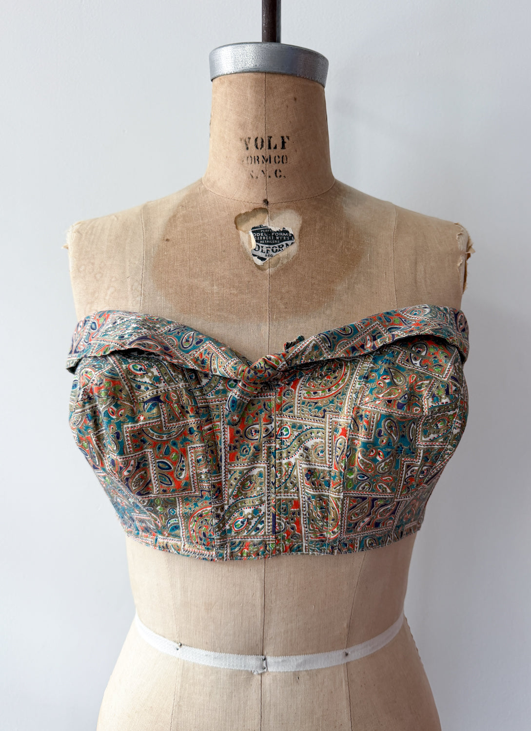 1950s Vintage Paisley Crop Bustier - "A Goddess Bra"