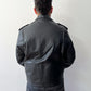 1980s Vintage Black Leather Quilted Motorcycle Jacket by Sea Dream
