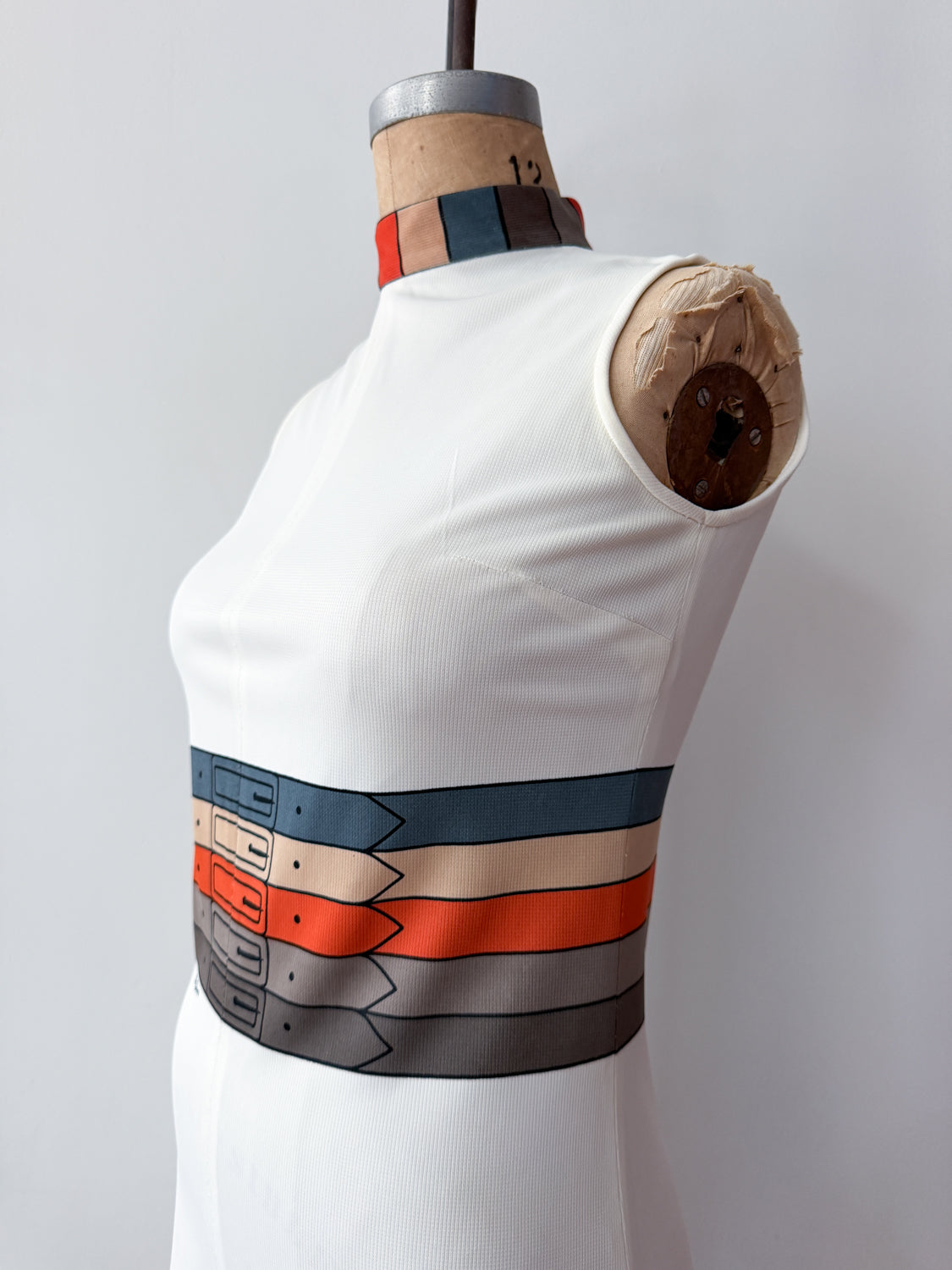 1960s Vintage Mr. Dino Rare "Belted" Trompe L'oeil 2D Cartoon Tri-color Romper