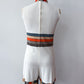 1960s Vintage Mr. Dino Rare "Belted" Trompe L'oeil 2D Cartoon Tri-color Romper