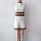 1960s Vintage Mr. Dino Rare "Belted" Trompe L'oeil 2D Cartoon Tri-color Romper