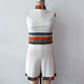 1960s Vintage Mr. Dino Rare "Belted" Trompe L'oeil 2D Cartoon Tri-color Romper