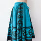 1950s Vintage Maya de Mexico Teal Floral Cotton Patio Full Circle Skirt