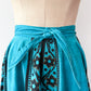 1950s Vintage Maya de Mexico Teal Floral Cotton Patio Full Circle Skirt