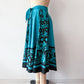 1950s Vintage Maya de Mexico Teal Floral Cotton Patio Full Circle Skirt